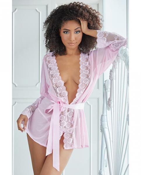 Allure Nina Lace & Mesh Robe W/g-string Pink S/m