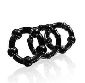 Beaded C Rings 3 Pieces  - Black