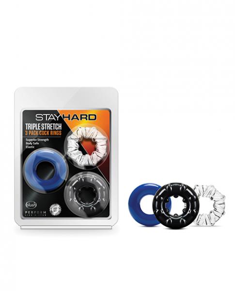 Stay Hard Triple Stretch Cock Rings - Pack Of 3