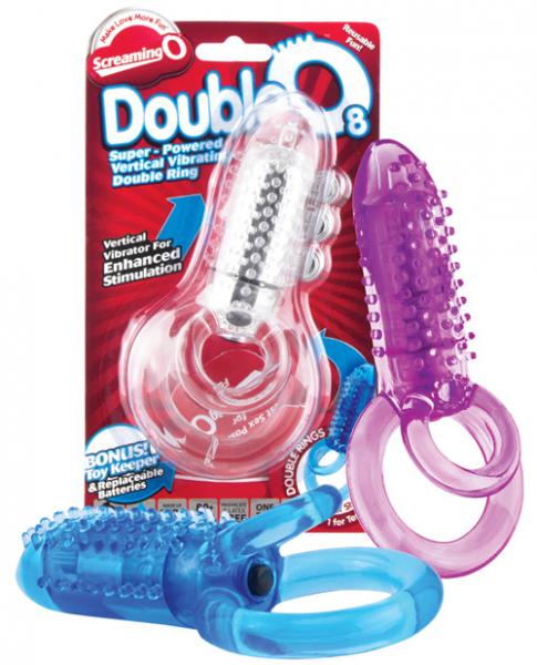 Double O 8 Vibrating Double Cock Ring Assorted Color