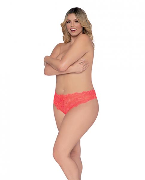 Simply Sexy Lace Tanga Open Crotch Panty Coral 2x