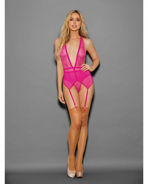 Euphoria Mesh Bustier W/hose Hot Pink O/s