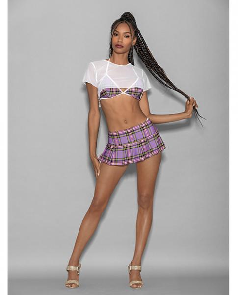 Euphoria 5 Pc Girly Adult School Girl Purple Plaid O/s