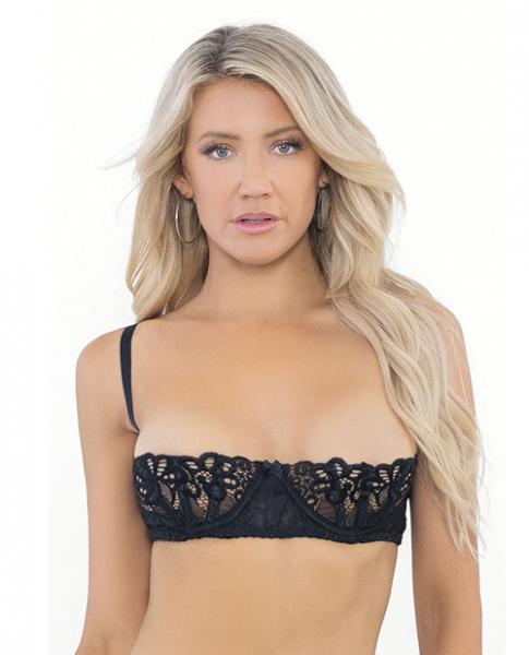 Lace Bra W/underwire Boning Cups Black 32