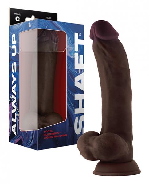 Shaft Model C Flexskin Liquid Silicone 9.5" Curved Dong W/balls - Mahogany