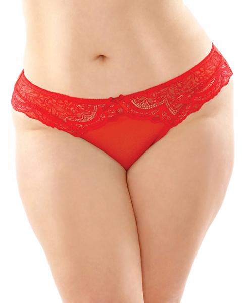 Cassia Crotchless Lace & Mesh Panty Red Qn