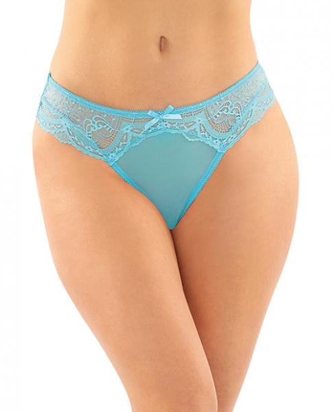 Cassia Crotchless Lace & Mesh Panty Turquoise L/xl