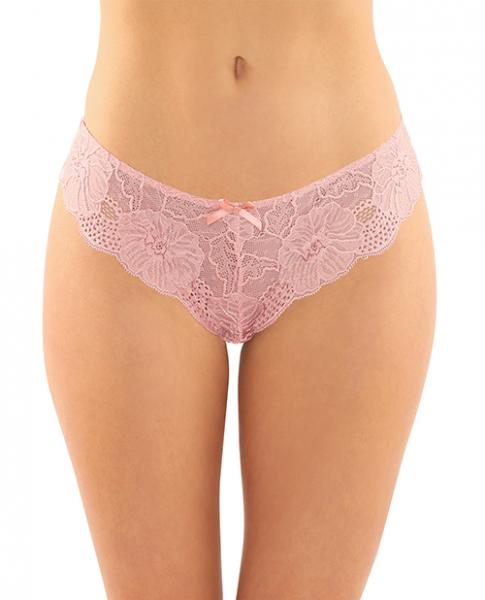 Poppy Crotchless Floral Lace Panty Pink L/xl