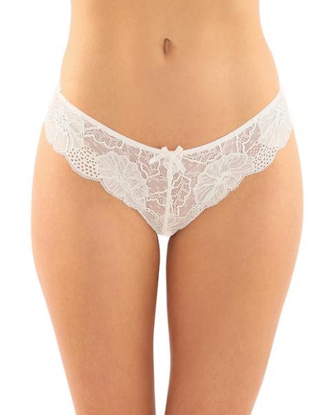 Poppy Crotchless Floral Lace Panty White L/xl