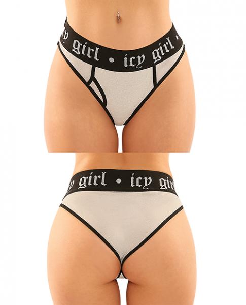 Vibes Buddy Pack Icy Girl Metallic Boy Brief & Lace Thong Black L/xl