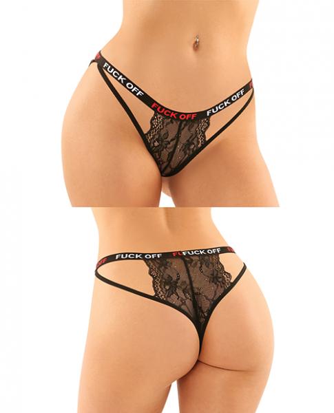 Vibes Buddy Fuck Off Caged Lace Panty & Micro Thong Black L/xl