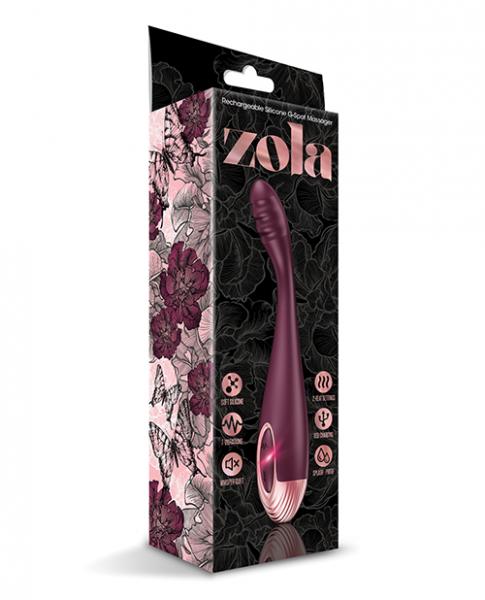 Zola Rechargeable Silicone G Spot Massager - Burgundy/rose Gold