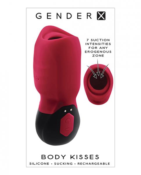 Gender X Body Kisses Vibrating Suction Massager - Red/black