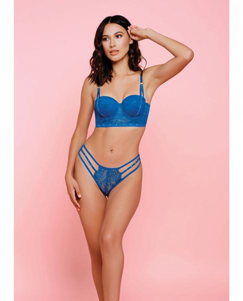 Anastasia Lace Bra & Thong Blue Lg