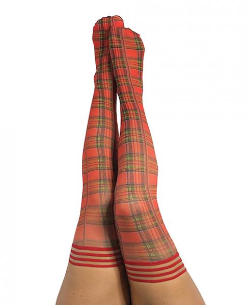 Kix'ies Grace Plaid Thigh Highs Red C