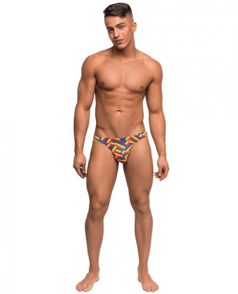 Pride Fest Contoured Pouch Thong Rainbow S/M