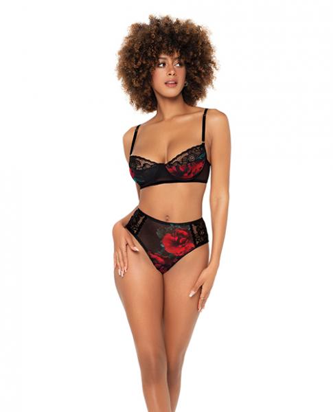 Underwire Bra Top & High Waisted Bottom Black L/xl