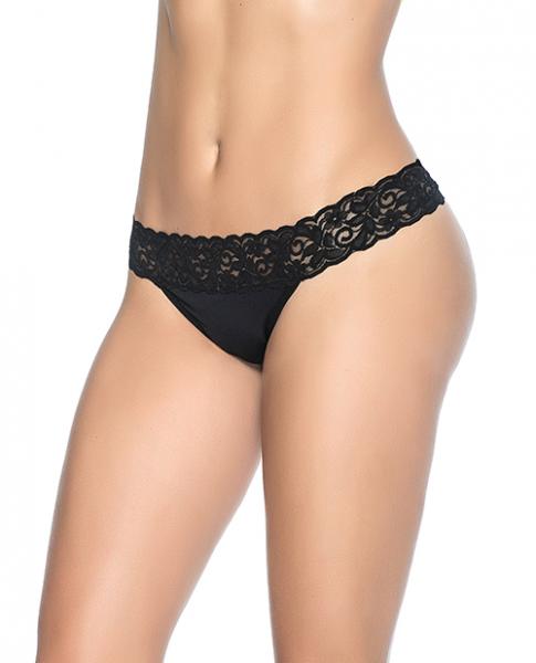 Lace Trim Thong Black Lg