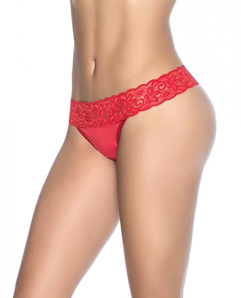 Lace Trim Thong Red Md