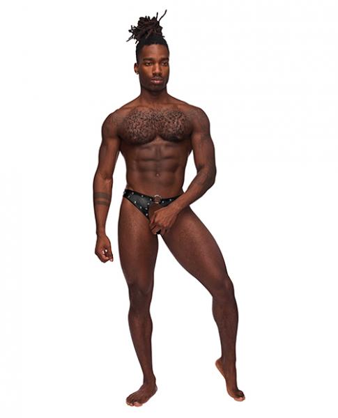 Fetish Cyclops Nylon Spandex Pouchless Jock Strap Black S/m