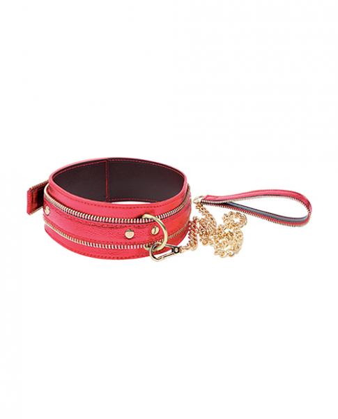 Nobu Fetish Choker & Leash Set - Red/gold