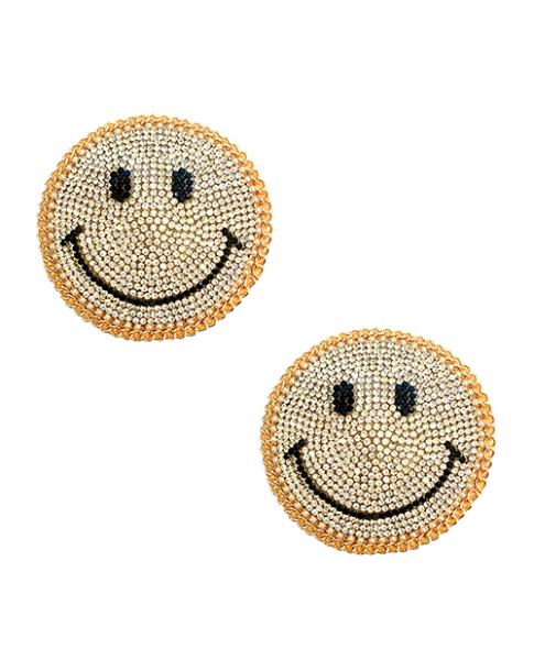 Burlesque Smile Face Jewel Reusable Silicone Nipztix - Gold O/s