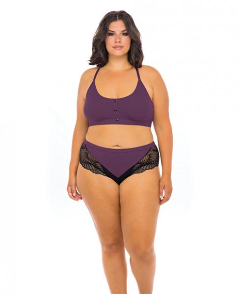 Claribel Ribbed Jersey Bralette & Boyshort Italian Plum 1x/2x