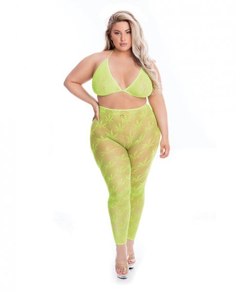 Pink Lipstick All About Leaf Bra & Leggings Green Qn