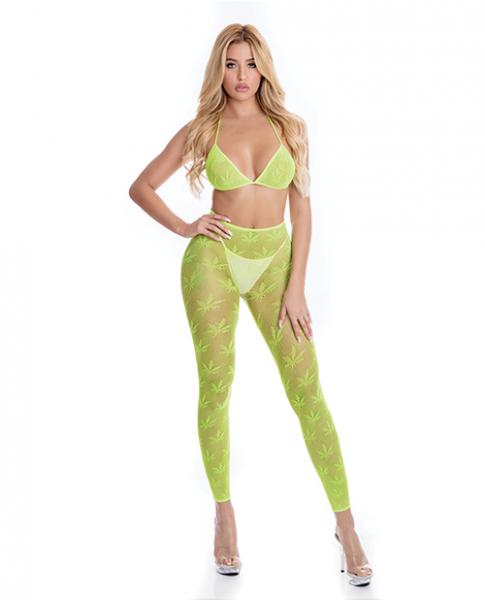 Pink Lipstick All About Leaf Bra & Leggings Green O/s