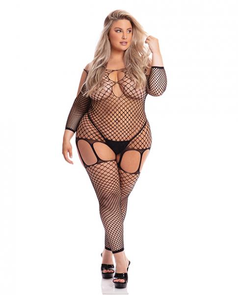 Pink Lipstick In My Head Net Bodystocking Black Qn