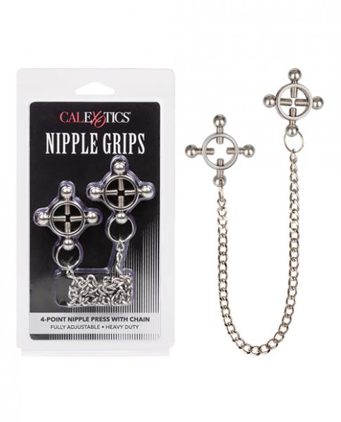 Nipple Grips 4 Point Nipple Press W/chain - Silver