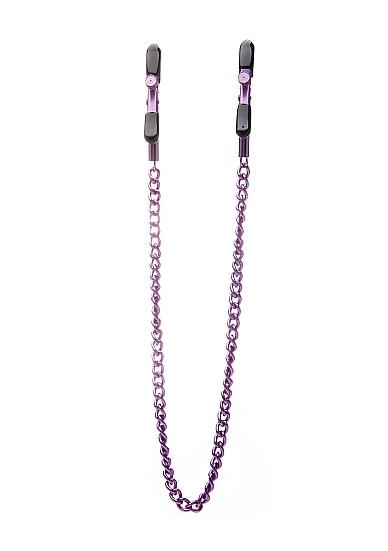 Ouch Adjustable Nipple Clamps with Chain Purple