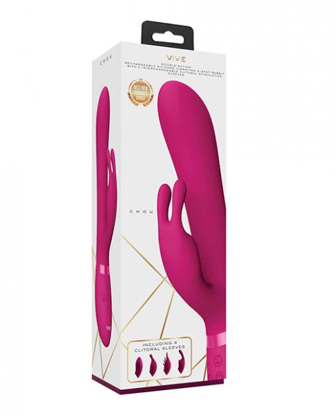 Shots Vive Chou G-spot Rabbit W/interchangeable Clitoral Attachments - Pink