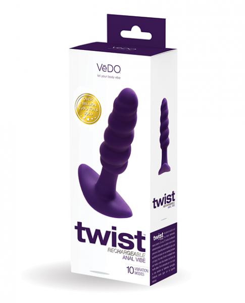 Vedo Twist Rechargeable Anal Plug - Purple