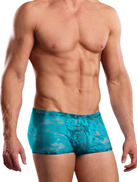 Mini Shorts Neon Lace Turquoise Blue Small