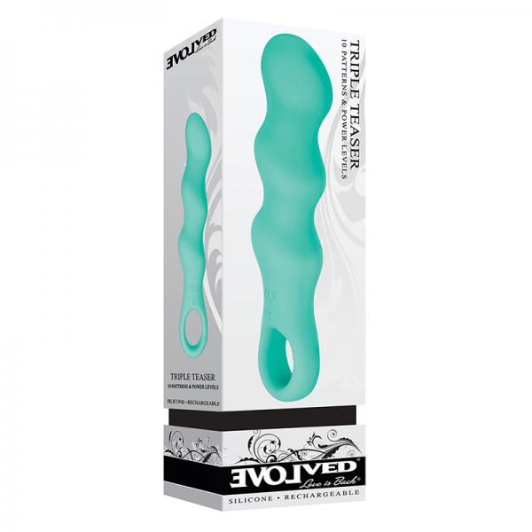 Evolved Triple Teaser Rechargeable Silicone Teal