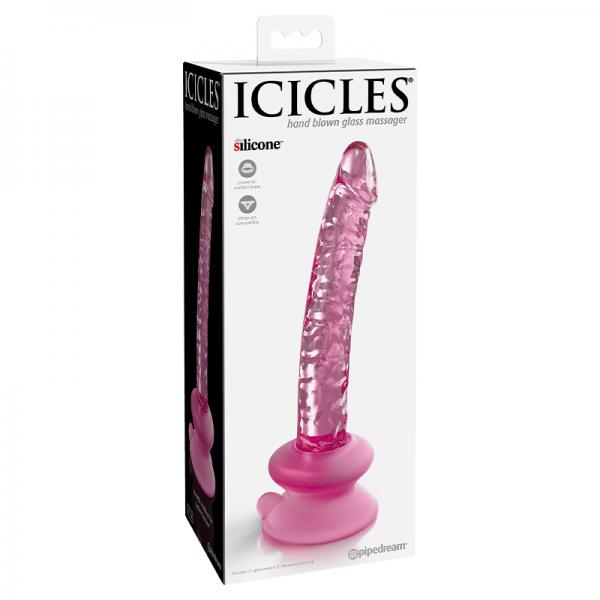 Icicles No 86 Glass Wand With Bendable Silicone Suction Cup – Pink