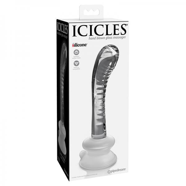 Icicles No 88 Glass G-Spot Wand With Bendable Silicone Suction Cup – Clear