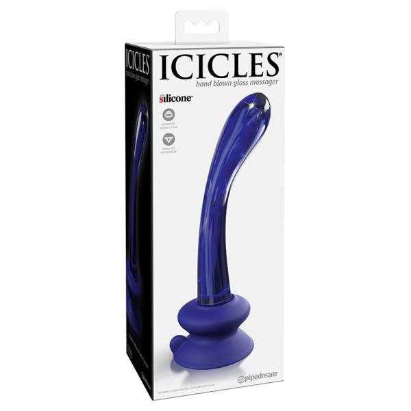 Icicle No 89 Glass Suction Cup G-spot Wand - Blue