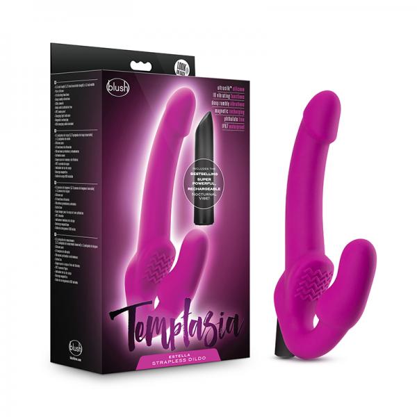 Temptasia Estella Strapless Silicone Dildo With Rechargeable Bullet – Pink