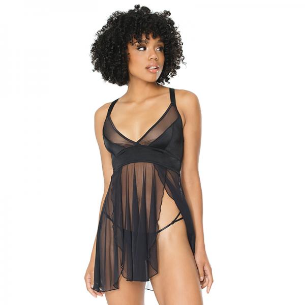 Babydoll & G-string Black Os Hanging