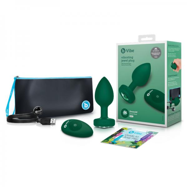 B-vibe Vibrating Jewels - Remote Control- Rechargeable - Emerald (m/l)