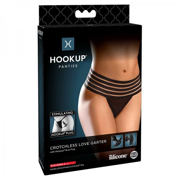 Hookup Crotchless Love Garter Black Fits Size S-l