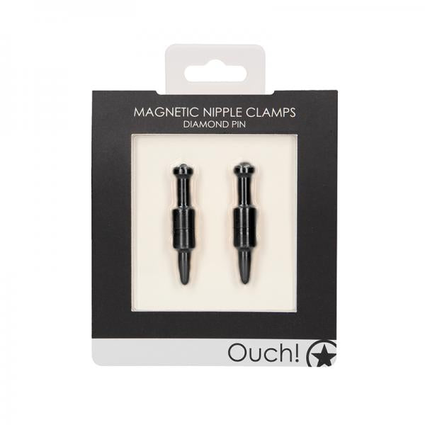 Ouch Magnetic Nipple Clamps - Diamond Pin - Black