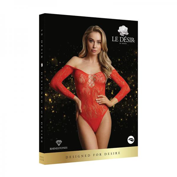 Shots Le Desir Wonder Rhinestone Bodysuit Os Red