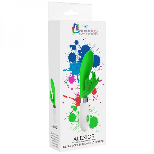 Luna Neon Alexios Ultra-soft Silicone Dual Stimulator Green