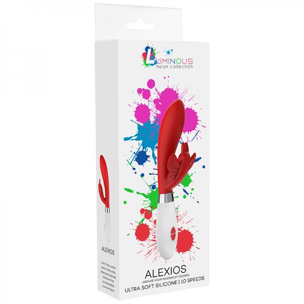 Luna Neon Alexios Ultra-soft Silicone Dual Stimulator Red