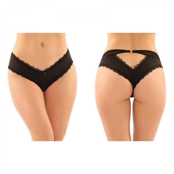 Dahlia Cheeky Hipster Panty With Lace Trim And Keyhole Cutout 6-pack S/m Black