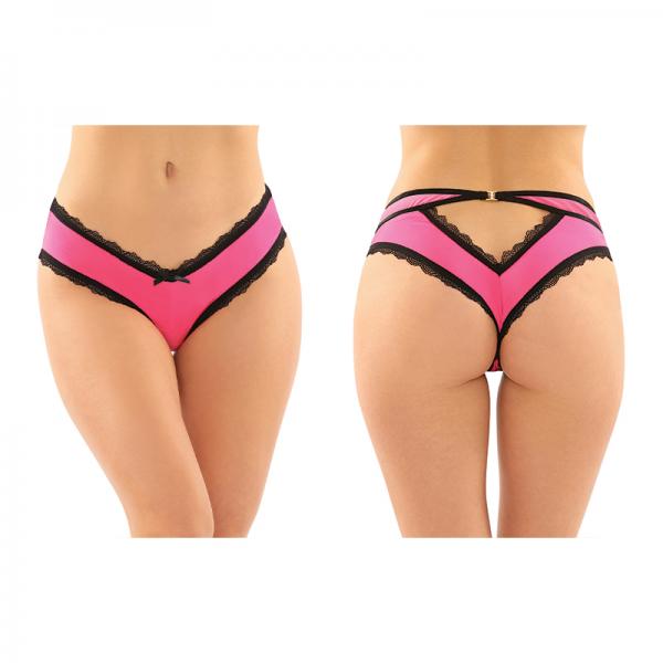 Dahlia Cheeky Hipster Panty With Lace Trim And Keyhole Cutout 6-pack S/m Pink