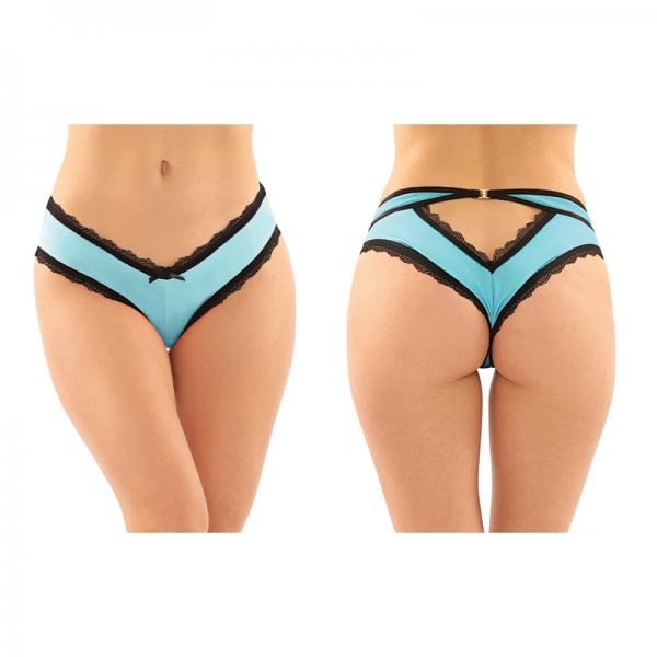 Dahlia Cheeky Hipster Panty With Lace Trim And Keyhole Cutout 6-pack L/xl Turquoise